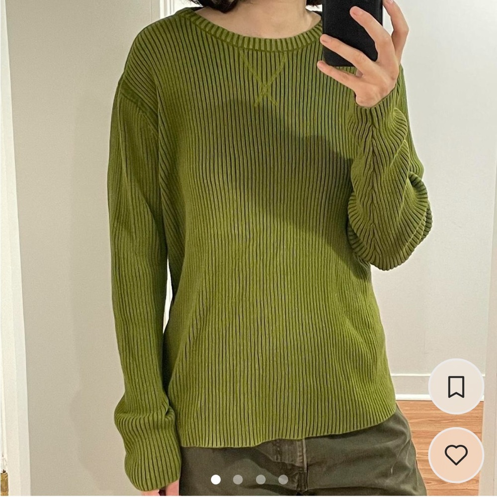 Cotton crew neck long sleeve knit sweater